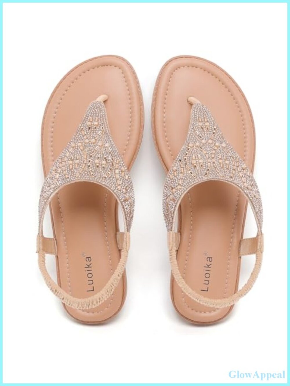 Wide Width Rhinestone Flat Thong Sandals Faux Leather Comfort